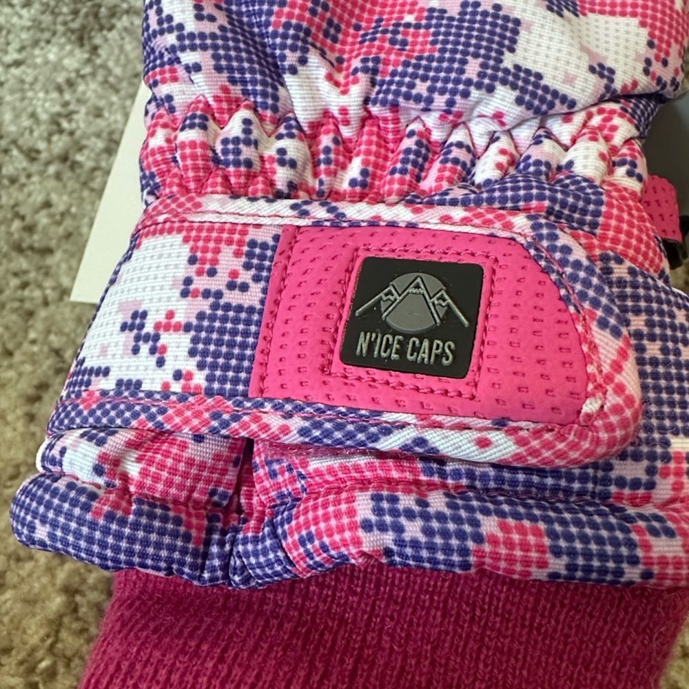 N’ice Caps Pink Blend Youth Unisex Ski Gloves L/XL - Picture 4 of 6